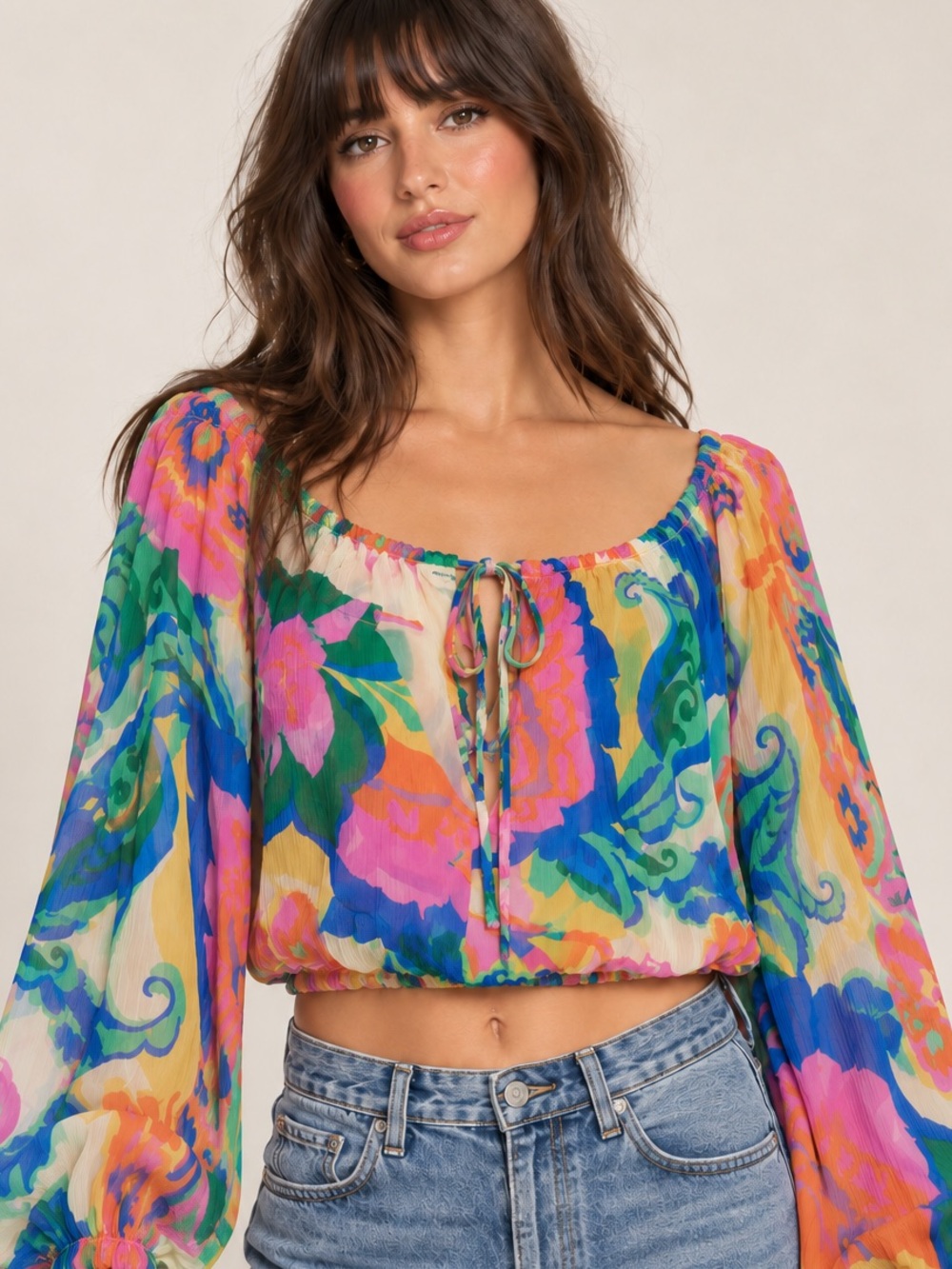 Amanda Uprichard Dallas Top in Fleetwood Print Floral Chiffon Cropped Blouse S